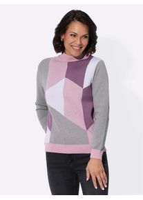Casual Looks Damen Stehkragenpullover "Pullover"rosé, violett, gemustert, Gr. 36, gemustert, mehrfarbig, 68% Baumwolle, 32% Polyacryl, Pullover