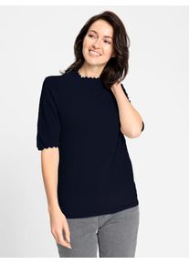 Inspirationen Damen Stehkragenpullover "Stehkragen-Pullover", blau, Gr. 36, unifarben, 50% Viskose, 25% Polyester, 25% Polyamid, Pullover