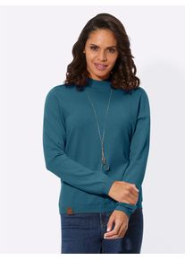 Casual Looks Damen Stehkragenpullover "Stehkragen-Pullover", blau, Gr. 40, unifarben, 50% Viskose, 28% Polyester, 22% Polyamid, Pullover
