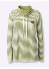 Casual Looks Damen Rollkragenshirt "Shirt"schilf, ecru, Gr. 38, gemustert, mehrfarbig, gestreift, 95% Baumwolle, 5% Elasthan, Shirts