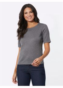 Classic Basics Damen Kurzarmpullover "Kurzarm-Pullover", grau, Gr. 38, meliert, 40% Viskose, 30% Polyamid, 25% Polyester, 5% Kaschmir, Pullover