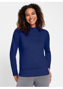 Casual Looks Damen Stehkragenpullover "Pullover", blau, Gr. 38, unifarben, 100% Baumwolle, Pullover