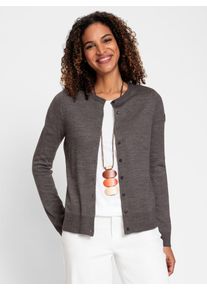 Casual Looks Damen Strickjacke, grau, Gr. 38, unifarben, 100% Polyacryl, Strickjacken