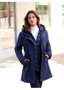 Inspirationen Damen Doppeljacke, blau, Gr. 36, unifarben, 93% Polyester, 7% Elasthan, Innenjacke:100% Polyester, Wattierung:100% Polyester, Jacken