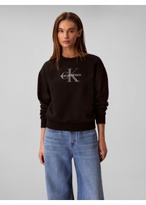 Damen Sweatshirt "LS MNLG FRNCH TRRY R", schwarz, feminin, Gr. XS, Calvin Klein Jeans, unifarben, Web, Obermaterial: 86% Baumwolle, 14% Polyester,