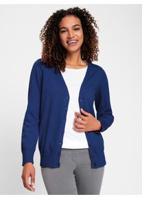 Casual Looks Damen Strickjacke, blau, Gr. 36, unifarben, 100% Baumwolle, Strickjacken