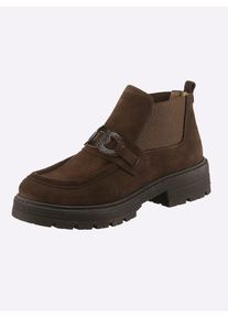 Heine Damen Stiefelette, Gr. 37, braun, Leder, Veloursleder, Rindsleder, modisch, Schuhe