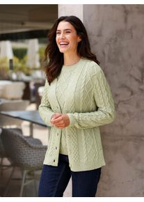 Inspirationen Damen Strickjacke, grün, Gr. 38, gemustert, mehrfarbig, meliert, 50% Baumwolle, 50% Polyacryl, Strickjacken
