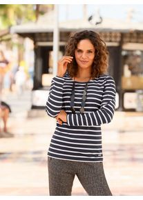 Casual Looks Damen Langarmshirt "Shirt", schwarz, Gr. 40, gemustert, mehrfarbig, gestreift, 100% Baumwolle, Shirts