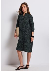 Street One Damen Midikleid, grün, casual, Gr. 38, gemustert, Web, Obermaterial: 100% Baumwolle, Kleider, gemustert im Musselin-Style