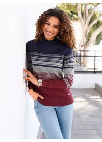 Casual Looks Damen Strickpullover "Stehkragen-Pullover"dunkelrot, grau, gestreift, Gr. 40, gemustert, mehrfarbig, gestreift, 50% Baumwolle, 50%