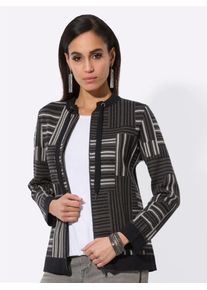CRÉATION L CREATION L Damen Jacquardstrickjackegraphit, schwarz, gemustert, Gr. 40, gemustert, mehrfarbig, 50% Viskose, 20% Polyester, 20% Polyamid, 10%