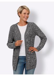 Classic Basics Damen Cardigan, schwarz, Gr. 46, meliert, gemustert, mehrfarbig, 100% Baumwolle, Strickjacken