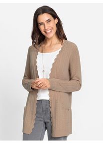 Inspirationen Damen Strickjacke, beige, Gr. 36, unifarben, 45% Viskose, 37% Wolle, 15% Polyamid, 3% Kaschmir, Strickjacken