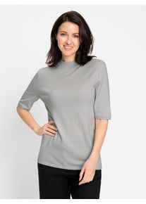 Inspirationen Damen Stehkragenpullover "Stehkragen-Pullover", grau, Gr. 36, unifarben, 50% Viskose, 25% Polyester, 25% Polyamid, Pullover
