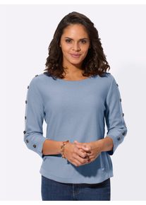 Casual Looks Damen 3/4 Arm-Pullover "3/4-Arm-Pullover", blau, Gr. 40, unifarben, 50% Baumwolle, 50% Polyacryl, Pullover