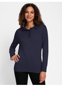 Casual Looks Damen Polokragenpullover "Pullover", blau, Gr. 38, unifarben, 100% Baumwolle, Pullover