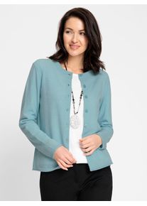 Inspirationen Damen Strickjacke, blau, Gr. 36, meliert, gemustert, 70% Wolle, 30% Kaschmir, Strickjacken