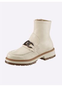 Heine Damen Stiefelette, Gr. 38, beige, Leder, Rindsleder, Glattleder, Synthetik, modisch, Schuhe