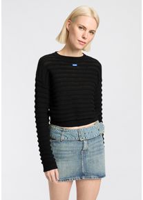 HUGO BLUE Damen Strickpullover "Slummya", schwarz, casual, Gr. XL, unifarben, Strick, Obermaterial: 100% Baumwolle, Pullover, mit dezenter