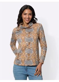 Classic Basics Damen Rollkragenshirt "Rollkragen-Shirt"apricot, cognac, bedruckt, Gr. 38, gemustert, mehrfarbig, 100% Baumwolle, Shirts