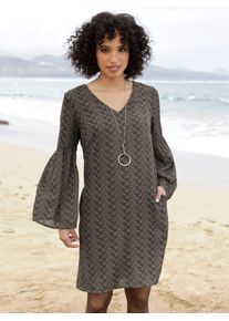 Heine Damen Druckkleid "Druck-Kleid"graphit, sesam, bedruckt, Gr. 42, gemustert, mehrfarbig, bedruckt, 100% Polyester, Kleider