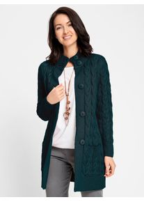 Inspirationen Damen Longstrickjacke, blau, Gr. 38, unifarben, 50% Baumwolle, 50% Polyacryl, Strickjacken