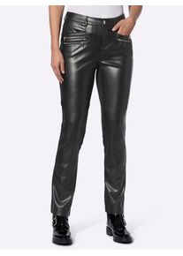 Heine Damen Lederimitathose, schwarz, Gr. 36, unifarben, 100% Polyester, Rückenteil:5% Elasthan, 27% Polyamid, 68% Viskose, Hosen