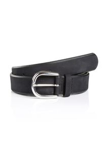 MONTI Damen Ledergürtel "PAVIA", schwarz, casual, Gr. 110, unifarben, Rindsleder, Gürtel, aus Nubukleder mit glänzender Dornschließe – 3,5 cm breit