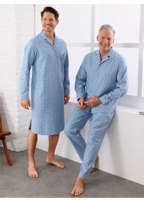King´S Club KINGS CLUB Herren Nachthemd "Nachthemd", Gr. 44, blau, 100% Baumwolle, gemustert, mehrfarbig, Kleider