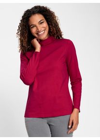 Casual Looks Damen Rollkragenshirt "Rollkragen-Shirt", rot, Gr. 46, unifarben, 95% Baumwolle, 5% Elasthan, Shirts