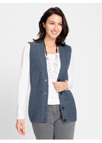 Inspirationen Damen Strickweste, blau, Gr. 38, unifarben, 86% Polyacryl, 14% Wolle, Westen
