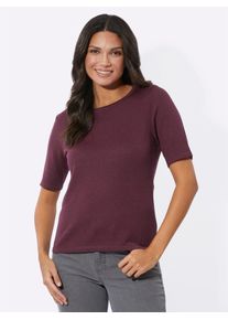 Classic Basics Damen Kurzarmpullover "Kurzarm-Pullover", rot, Gr. 38, meliert, 40% Viskose, 30% Polyamid, 25% Polyester, 5% Kaschmir, Pullover