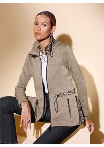 CRÉATION L CREATION L Damen Fleecejacke, grau, Gr. 36, gemustert, 100% Polyester, Jacken