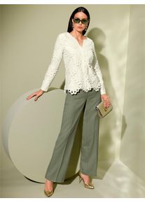 CRÉATION L CREATION L Damen Spitzenbluse, beige, Gr. 38, unifarben, 100% Polyester, Blusen