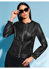 Mainpol Damen Lederblazer "Leder-Blazer", schwarz, Gr. 40, 100% Ziegennappaleder, Blazer