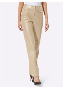 CRÉATION L CREATION L Damen Lederimitathose, beige, Gr. 19, unifarben, 100% Polyester, Hosen