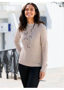 Casual Looks Damen Strickpullover "Stehkragen-Pullover", beige, Gr. 40, meliert, 100% Polyacryl, Pullover