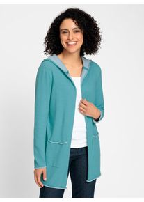 Inspirationen Damen Longstrickjacke, blau, Gr. 40, unifarben, 100% Baumwolle, Strickjacken
