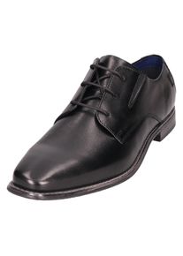 Bugatti Herren Schnürschuh, Gr. 44, schwarz, Leder, Basic, Schuhe, Business Schuh, Anzugschuh mit feinem Blockabsatz