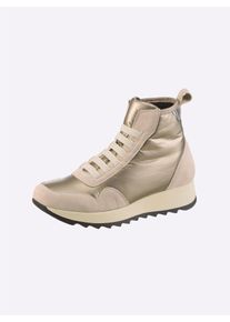 Heine Damen Stiefelette, Gr. 35sand, taupe, metallic, Synthetik, Leder, Rindsleder, Veloursleder, modisch, Schuhe