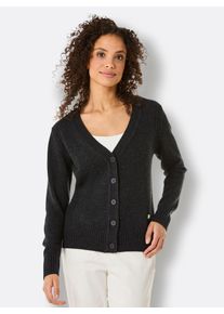 Damen Cardigan, schwarz, Gr. 38, CREATION L PREMIUM, unifarben, meliert, 80% Schurwolle, 20% Kaschmir, Strickjacken