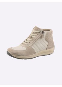 Casual Looks Damen Stiefelette, Gr. 38, beige, Glattleder, Veloursleder, Veloursleder, sportlich, Schuhe