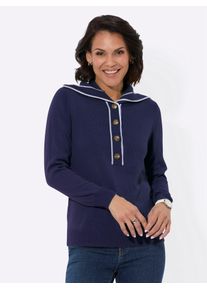 Casual Looks Damen Troyer "Pullover", blau, Gr. 38, unifarben, 100% Polyester, Pullover