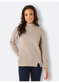 Damen Stehkragenpullover "Pima-Baumwoll-Pullover", beige, Gr. 38, CREATION L PREMIUM, unifarben, 100% Baumwolle, Pullover