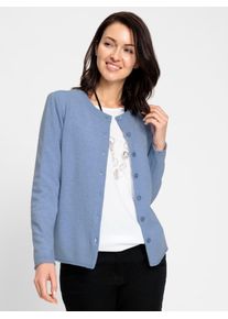 Inspirationen Damen Strickjacke, blau, Gr. 36, meliert, gemustert, 70% Wolle, 30% Kaschmir, Strickjacken