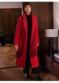 Damen Kurzmantel, rot, Gr. 36, unifarben, unifarben mit Farbeinsatz, unifarben mit Farbeinsätzen, 70% Polyester, 30% Wolle, Mäntel