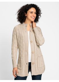 Inspirationen Damen Longstrickjacke, beige, Gr. 36, unifarben, 60% Baumwolle, 40% Polyacryl, Strickjacken
