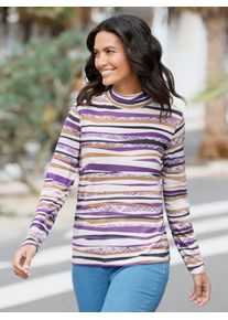 Casual Looks Damen Stehkragenshirt "Druck-Shirt", bunt, Gr. 40, gemustert, mehrfarbig, bedruckt, 95% Viskose, 5% Elasthan, Shirts