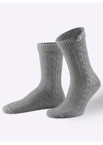 Damen Trachtensocken, Gr. 2, grau, 80% Baumwolle, 18% Polyester, 2% Elasthan, Socken